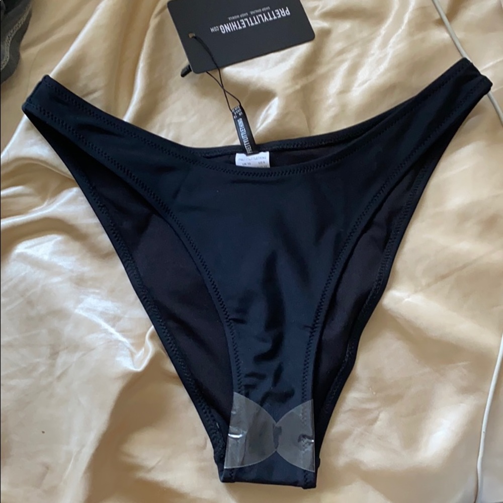 Black bikini high leg bottoms